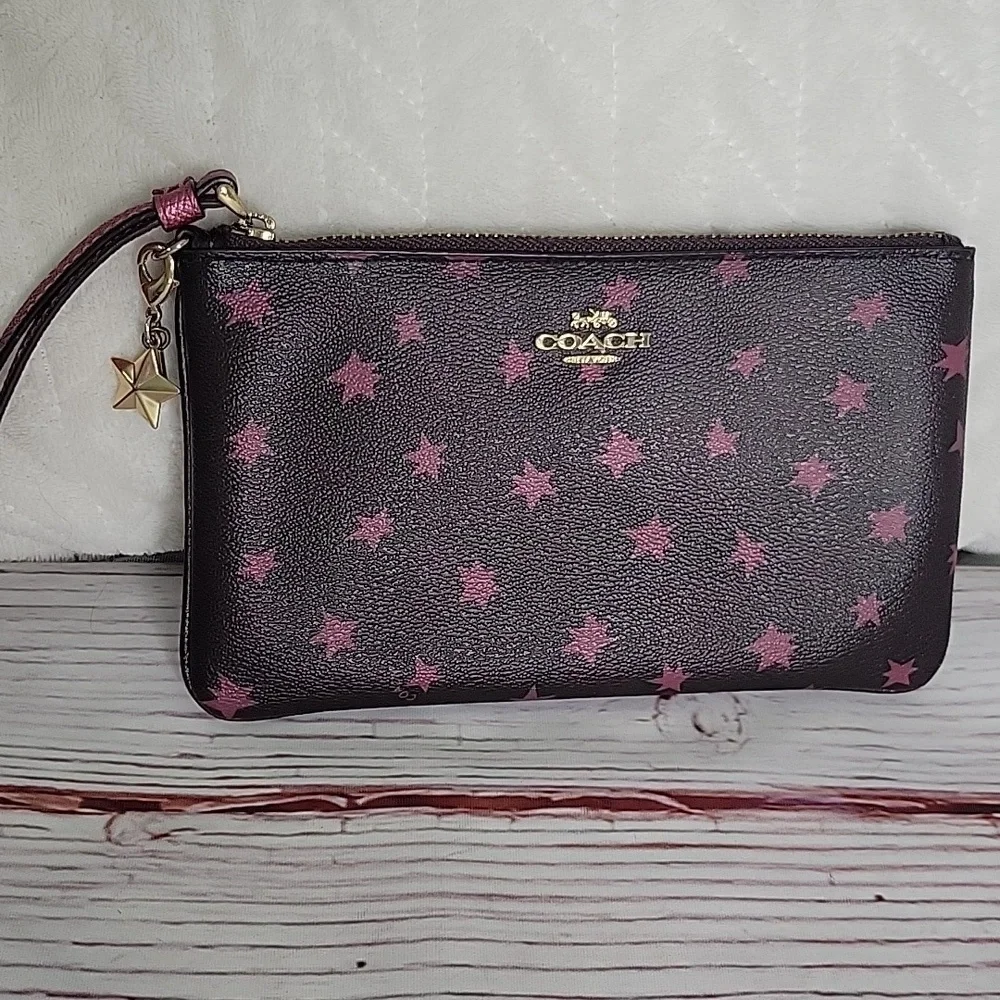 Coach Pink Star Pattern Wristlet - Picture 2 of 9